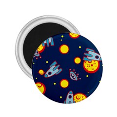 Rocket Ufo Moon Star Space Planet Blue Circle 2 25  Magnets by Mariart