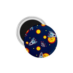 Rocket Ufo Moon Star Space Planet Blue Circle 1 75  Magnets by Mariart