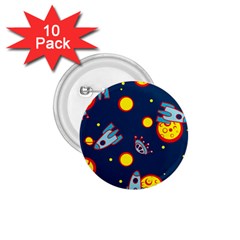 Rocket Ufo Moon Star Space Planet Blue Circle 1 75  Buttons (10 Pack) by Mariart