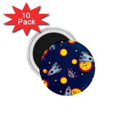 Rocket Ufo Moon Star Space Planet Blue Circle 1 75  Magnets (10 Pack)  by Mariart