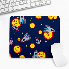 Rocket Ufo Moon Star Space Planet Blue Circle Large Mousepads by Mariart