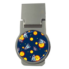 Rocket Ufo Moon Star Space Planet Blue Circle Money Clips (round)  by Mariart