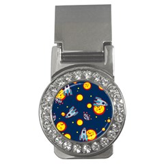 Rocket Ufo Moon Star Space Planet Blue Circle Money Clips (cz)  by Mariart