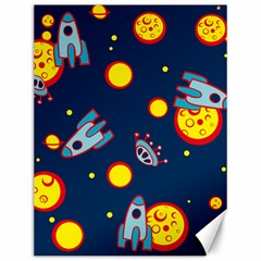 Rocket Ufo Moon Star Space Planet Blue Circle Canvas 12  X 16   by Mariart