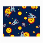 Rocket Ufo Moon Star Space Planet Blue Circle Small Glasses Cloth (2-Side) Back