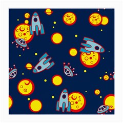 Rocket Ufo Moon Star Space Planet Blue Circle Medium Glasses Cloth by Mariart