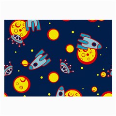 Rocket Ufo Moon Star Space Planet Blue Circle Large Glasses Cloth by Mariart