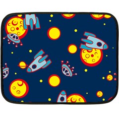 Rocket Ufo Moon Star Space Planet Blue Circle Double Sided Fleece Blanket (mini)  by Mariart