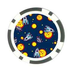 Rocket Ufo Moon Star Space Planet Blue Circle Poker Chip Card Guard (10 Pack) by Mariart