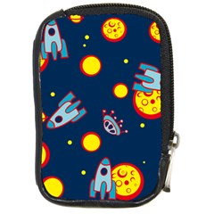 Rocket Ufo Moon Star Space Planet Blue Circle Compact Camera Cases by Mariart