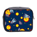 Rocket Ufo Moon Star Space Planet Blue Circle Mini Toiletries Bag 2-Side Back