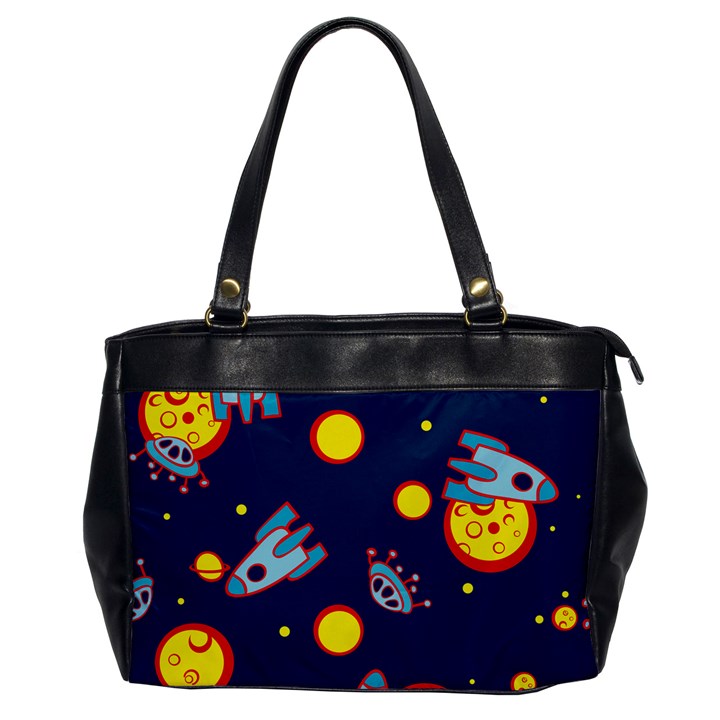 Rocket Ufo Moon Star Space Planet Blue Circle Office Handbags