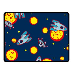 Rocket Ufo Moon Star Space Planet Blue Circle Fleece Blanket (small) by Mariart