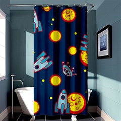 Rocket Ufo Moon Star Space Planet Blue Circle Shower Curtain 36  X 72  (stall)  by Mariart