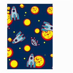 Rocket Ufo Moon Star Space Planet Blue Circle Small Garden Flag (two Sides) by Mariart