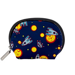 Rocket Ufo Moon Star Space Planet Blue Circle Accessory Pouches (small)  by Mariart