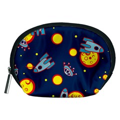 Rocket Ufo Moon Star Space Planet Blue Circle Accessory Pouches (medium)  by Mariart