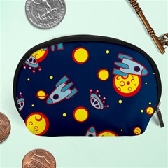 Rocket Ufo Moon Star Space Planet Blue Circle Accessory Pouches (large)  by Mariart