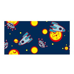 Rocket Ufo Moon Star Space Planet Blue Circle Satin Wrap by Mariart