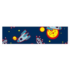 Rocket Ufo Moon Star Space Planet Blue Circle Satin Scarf (oblong) by Mariart