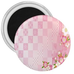 Sakura Flower Floral Pink Star Plaid Wave Chevron 3  Magnets by Mariart