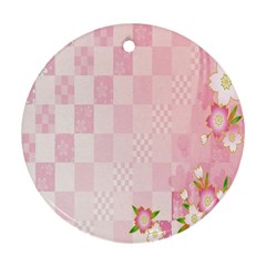 Sakura Flower Floral Pink Star Plaid Wave Chevron Ornament (round)