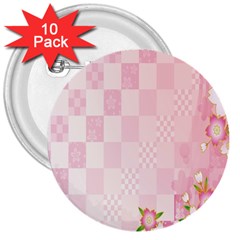 Sakura Flower Floral Pink Star Plaid Wave Chevron 3  Buttons (10 Pack)  by Mariart