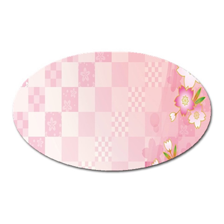 Sakura Flower Floral Pink Star Plaid Wave Chevron Oval Magnet