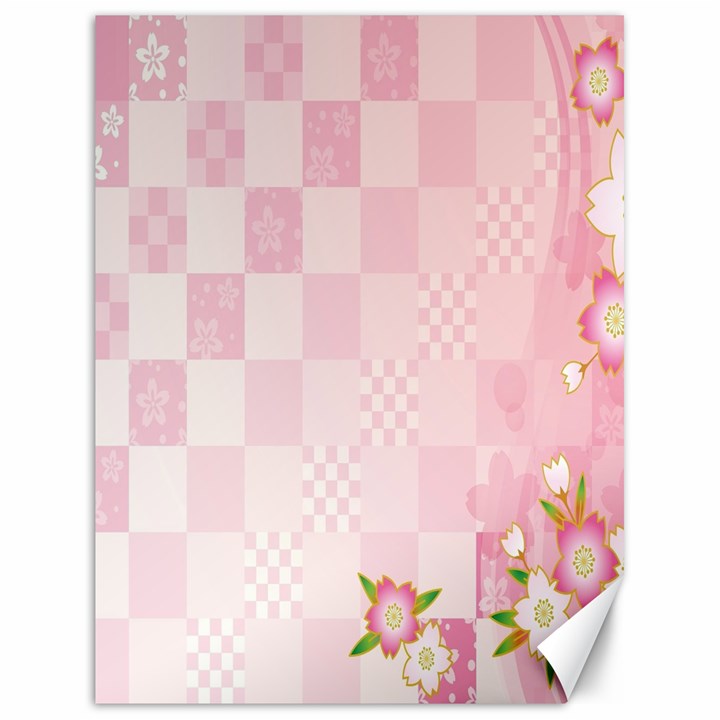 Sakura Flower Floral Pink Star Plaid Wave Chevron Canvas 18  x 24  