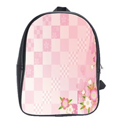 Sakura Flower Floral Pink Star Plaid Wave Chevron School Bags(large)  by Mariart