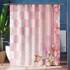 Sakura Flower Floral Pink Star Plaid Wave Chevron Shower Curtain 60  X 72  (medium)  by Mariart