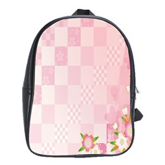 Sakura Flower Floral Pink Star Plaid Wave Chevron School Bags (xl)  by Mariart