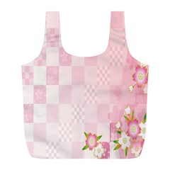 Sakura Flower Floral Pink Star Plaid Wave Chevron Full Print Recycle Bags (l) 