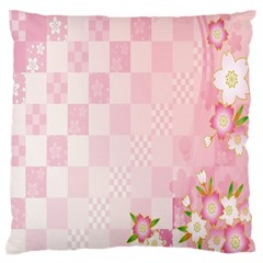 Sakura Flower Floral Pink Star Plaid Wave Chevron Large Flano Cushion Case (one Side) by Mariart