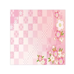 Sakura Flower Floral Pink Star Plaid Wave Chevron Small Satin Scarf (square) by Mariart