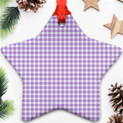 Plaid Purple White Line Ornament (star) by Mariart