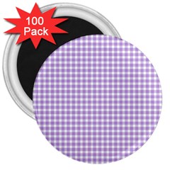 Plaid Purple White Line 3  Magnets (100 Pack)