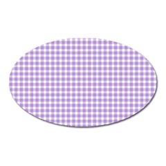 Plaid Purple White Line Oval Magnet by Mariart