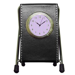 Plaid Purple White Line Pen Holder Desk Clocks by Mariart