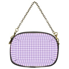 Plaid Purple White Line Chain Purses (one Side)  by Mariart