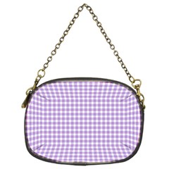 Plaid Purple White Line Chain Purses (two Sides)  by Mariart