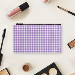 Plaid Purple White Line Cosmetic Bag (small)  by Mariart