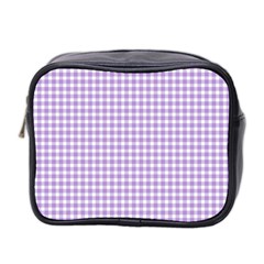 Plaid Purple White Line Mini Toiletries Bag 2-side by Mariart