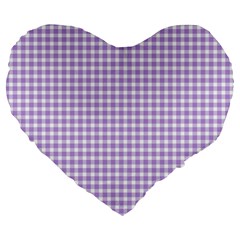 Plaid Purple White Line Large 19  Premium Heart Shape Cushions by Mariart