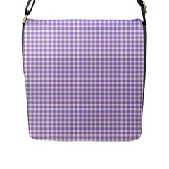 Plaid Purple White Line Flap Messenger Bag (l)  by Mariart