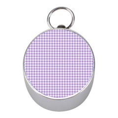 Plaid Purple White Line Mini Silver Compasses by Mariart