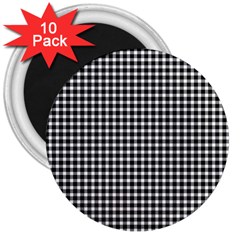 Plaid Black White Line 3  Magnets (10 Pack)  by Mariart