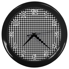 Plaid Black White Line Wall Clocks (black)