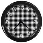 Plaid Black White Line Wall Clocks (Black) Front