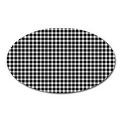 Plaid Black White Line Oval Magnet by Mariart